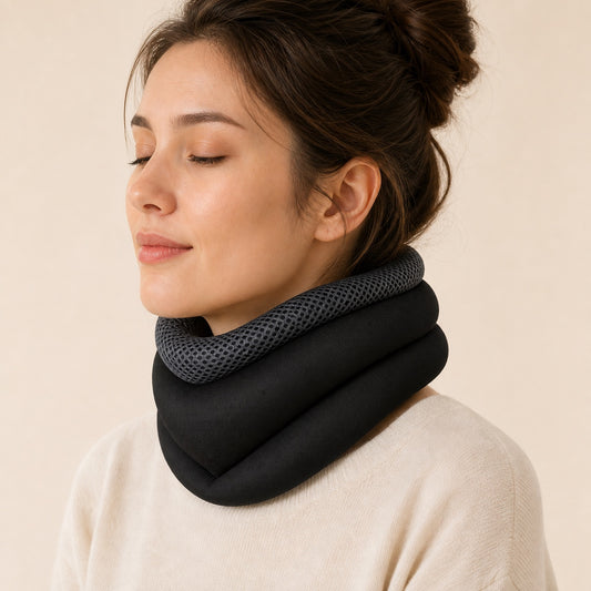 Woman wearing the Comfort Neck Brace, front view